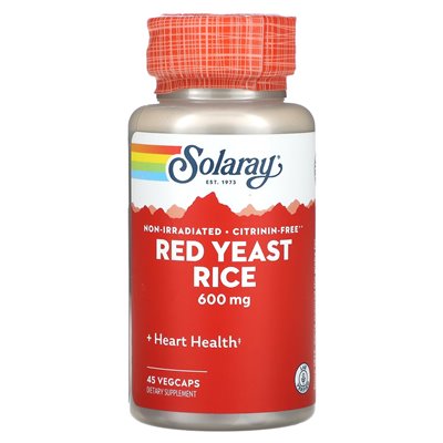 Solaray, czerwony ryż drożdży, 600 mg, 45 Vegcaps