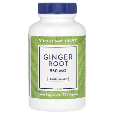 Witaminy Shoppe, korzeń imbiru, 550 mg, 100 kapsułek