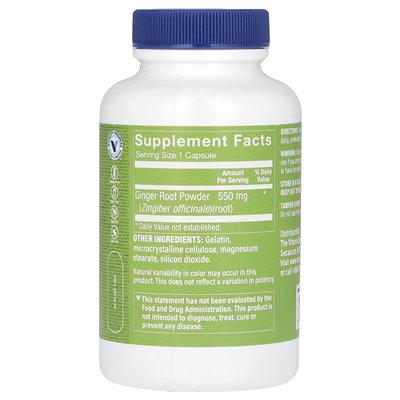 Witaminy Shoppe, korzeń imbiru, 550 mg, 100 kapsułek