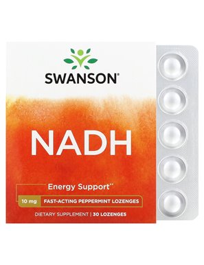Swanson, NADH, Mięta Pieprzowa, 10 mg, 30 pastylek Swanson, NADH, Mięta Pieprzowa, 10 mg, 30 pastylek