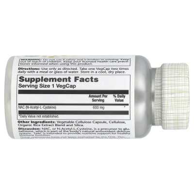 Solaray, NAC (N-acetylo-l-cysteine), 600 mg, 60 Vegcaps