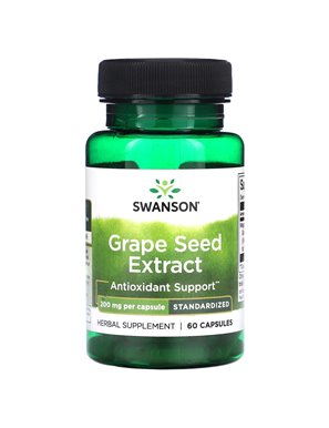 Swanson, Ekstrakt z Ziaren Winogron, 200 mg, 60 Kapsułek Swanson, Ekstrakt z Ziaren Winogron, 200 mg, 60 Kapsułek