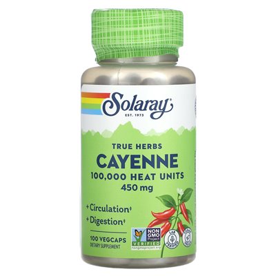 Solaray, True Herbs, Cayenne, 450 mg, 100 vegetarische Kapseln