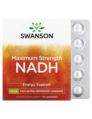 Swanson, NADH mit maximaler Stärke, Pfefferminze, 20 mg, 30 Lutschtabletten