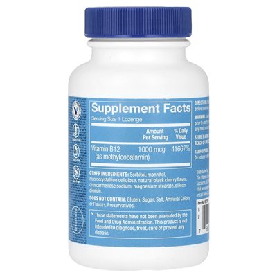 The Vitamin Shoppe, B12, Black Cherry, 1000 mcg, 120 pastylowe