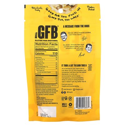 GFB, bezglutenowe ukąszenia, masło orzechowe, 4 uncje (113 g) GFB, bezglutenowe ukąszenia, masło orzechowe, 4 uncje (113 g)