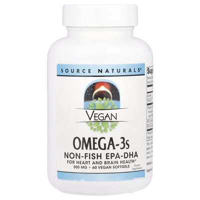Źródło Naturals, wegańskie omega-3s, nie ryczne EPA-DHA, 300 mg, 60 wegańskich miękkich Źródło Naturals, wegańskie omega-3s, nie ryczne EPA-DHA, 300 mg, 60 wegańskich miękkich