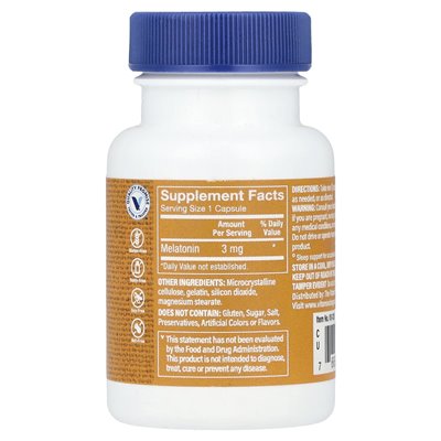 Witaminy Shoppe, melatonina, 3 mg, 60 kapsułek