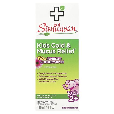 Similasan, Kids Cold &amp Mucus Relief, Kids 2+, Natural Grape, 4 Fl Oz (118 ml)