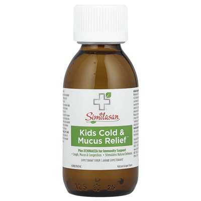 Similasan, Kids Cold &amp Mucus Relief, Kids 2+, Natural Grape, 4 Fl Oz (118 ml)