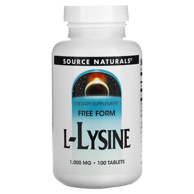 Źródło Naturals, L-Lysine, 1000 mg, 100 tabletek