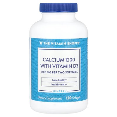 Witaminy Shoppe, wapń 1200 z witaminą D3, 120 softgels