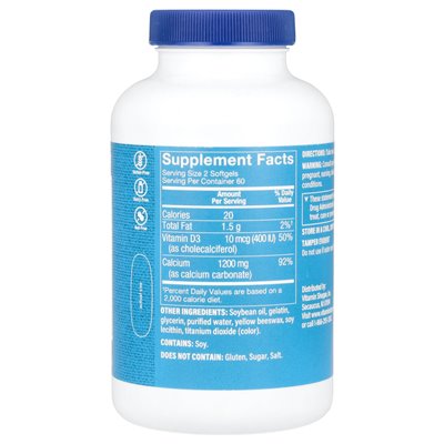 Witaminy Shoppe, wapń 1200 z witaminą D3, 120 softgels