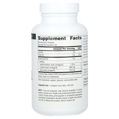 Source Naturals, Perilla Oil, 1,000 mg, 90 Softgels (333 mg per Softgel) Source Naturals, Perilla Oil, 1,000 mg, 90 Softgels (333 mg per Softgel)