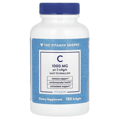 Witaminy Shoppe, witamina C, 1000 mg, 100 miękkich (500 mg na miękką)