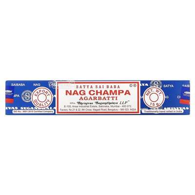 Sai Baba, Satya, Nag Champa Agarbatti kadzidło, 10 kijów, (15 g) Sai Baba, Satya, Nag Champa Agarbatti kadzidło, 10 kijów, (15 g)