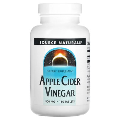 Źródło Naturals, Ocet jabłkowy, 500 mg, 180 tabletek