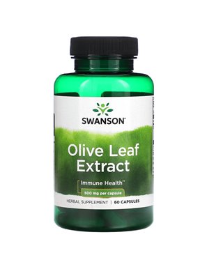 Swanson, Ekstrakt z Liści Oliwnych, 500 mg, 60 kapsułek