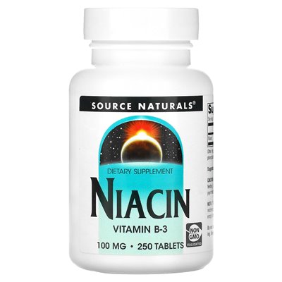 Źródło Naturals, niacyna, 100 mg, 250 tabletek