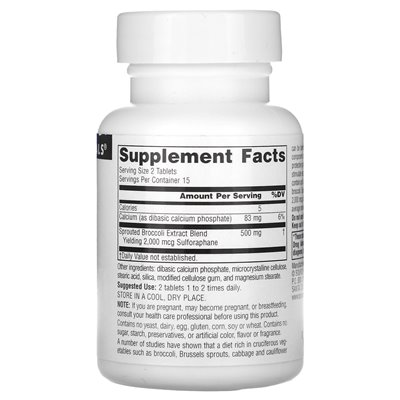 Source Naturals, Ekstrakt z kiełków brokułów, 500 mg, 30 tabletek (250 mg w tabletce) Source Naturals, Ekstrakt z kiełków brokułów, 500 mg, 30 tabletek (250 mg w tabletce)