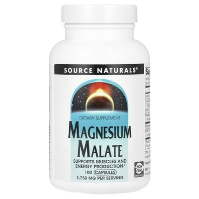 Źródło Naturals, Magnez Malate, 3750 mg, 100 kapsułek (625 mg na kapsułkę)