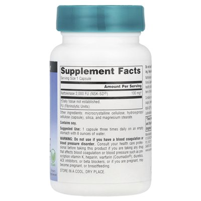 Źródło Naturals, Nattokinaza, 100 mg, 60 wegańskich kapsułek Źródło Naturals, Nattokinaza, 100 mg, 60 wegańskich kapsułek