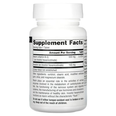 Źródło Naturals, Niacin, 500 mg, 60 tabletek Źródło Naturals, Niacin, 500 mg, 60 tabletek