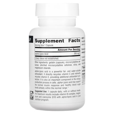 Source Naturals, Alpha-Liponsäure, 300 mg, 60 Kapseln