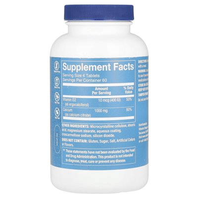 Witaminy Shoppe, cytrynian wapnia plus witamina D, 240 tabletek