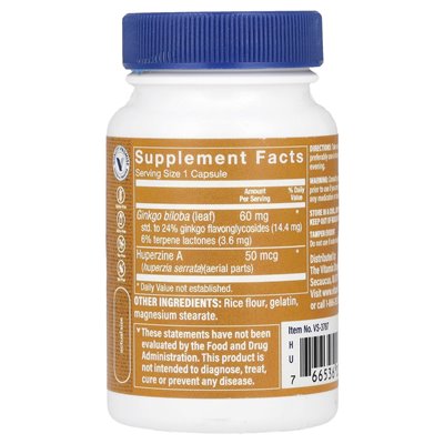 Witaminy Shoppe, Huperzine A z Ginkgo Biloba, 60 kapsułek