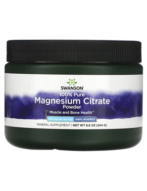 Swanson, 100% Czysty Cytrynian Magnezu, Niesłodzony, 630 mg, 8,6 uncji (244 g)
