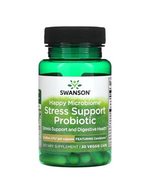 Swanson, Happy Microbiome Stress Support Probiotic, 3 Billion CFU, 30 Veggie Caps