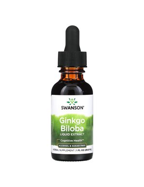 Swanson, Ginkgo Biloba Wyciąg Płynny, Bezalkoholowy i Bezcukrowy, 1 uncja fl (29.6 ml)