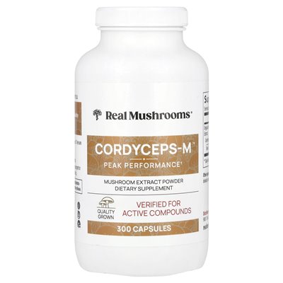 Real Mushrooms, Cordyceps-M ™, Mushroom Extract Powder, 300 Capsules