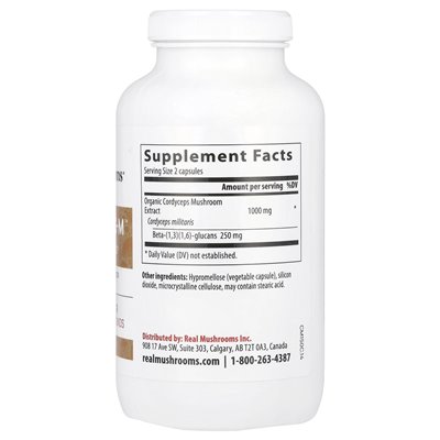 Real Mushrooms, Cordyceps-M ™, Mushroom Extract Powder, 300 Capsules