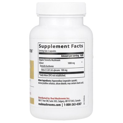 Real Mushrooms, Tremella, Mushroom Extract Powder, 120 Capsules