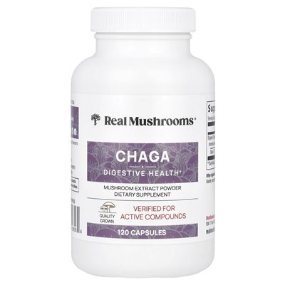 Real Mushrooms, Chaga, Mushroom Extract Powder, 120 Capsules