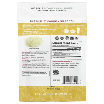 Echte Pilze, Tremella, Bio-Pilzextraktpulver, 2,12 oz (60 g)