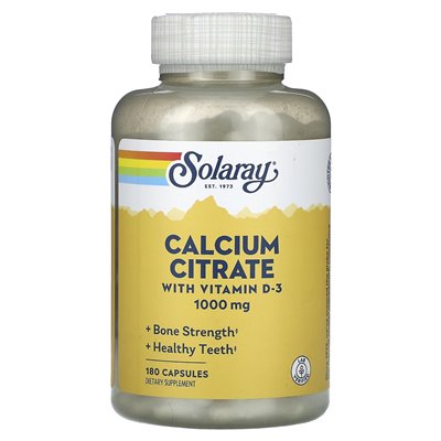 Solaray, Calciumcitrat mit Vitamin D-3, 1000 mg, 180 Kapseln (250 mg pro Kapsel)
