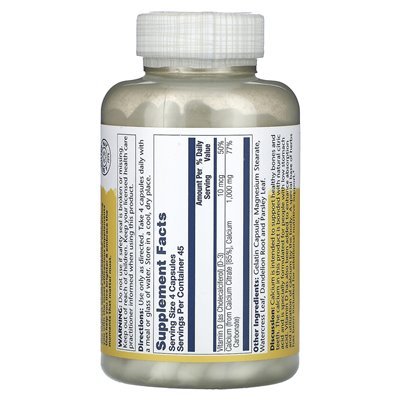 Solaray, cytrynian wapnia z witaminą D-3, 1000 mg, 180 kapsułek (250 mg na kapsułkę) Solaray, cytrynian wapnia z witaminą D-3, 1000 mg, 180 kapsułek (250 mg na kapsułkę)