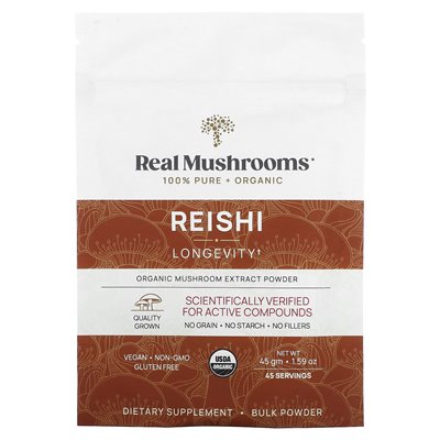 Echte Pilze, Reishi, Bio-Pilzextraktpulver, 1,59 oz (45 g)