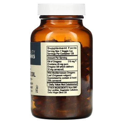 Vitality Works, Olej z Oregano, Karwakrol 70, 120 płynnych kapsułek wegetariańskich Vitality Works, Olej z Oregano, Karwakrol 70, 120 płynnych kapsułek wegetariańskich