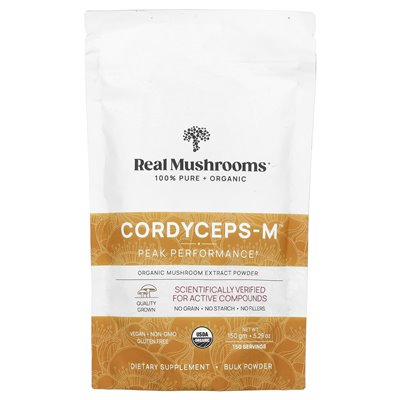 Prawdziwe grzyby, Cordyceps-M, ekologiczny proszek z grzybów, 5,29 uncji (150 g)