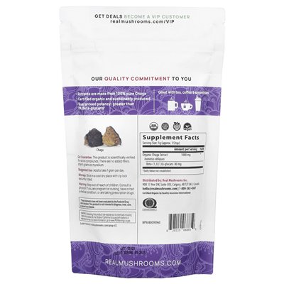 Prawdziwe grzyby, chaga, ekologiczny proszek z wyciągu z grzybów, 5,29 uncji (150 gm)