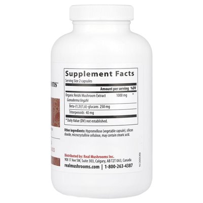 Real Mushrooms, Reishi, Mushroom Extract Powder, 200 Capsules