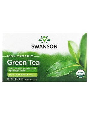 Swanson, 100% Organic Green Tea, 20 bags, 1.4 oz (40 g)