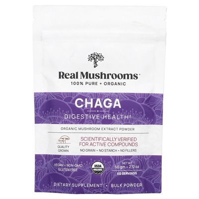 Prawdziwe grzyby, chaga, ekologiczny proszek z grzybów, 2,12 uncji (60 g)