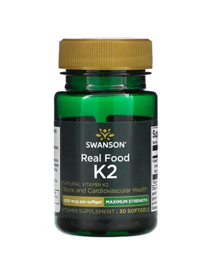 Swanson, Maximum Strength, Real Food K2, 200 mcg, 30 Softgels Swanson, Maximum Strength, Real Food K2, 200 mcg, 30 Softgels