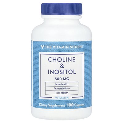 Witaminy Shoppe, cholina i inozytol, 500 mg, 100 kapsułek
