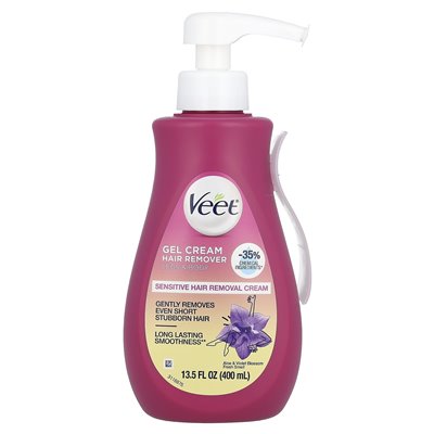 Veet, żel kremowy do zmywacza włosów, wrażliwy, kwiat aloesu i fioletu świeży zapach, 13,5 fl oz (400 ml) Veet, żel kremowy do zmywacza włosów, wrażliwy, kwiat aloesu i fioletu świeży zapach, 13,5 fl oz (400 ml)
